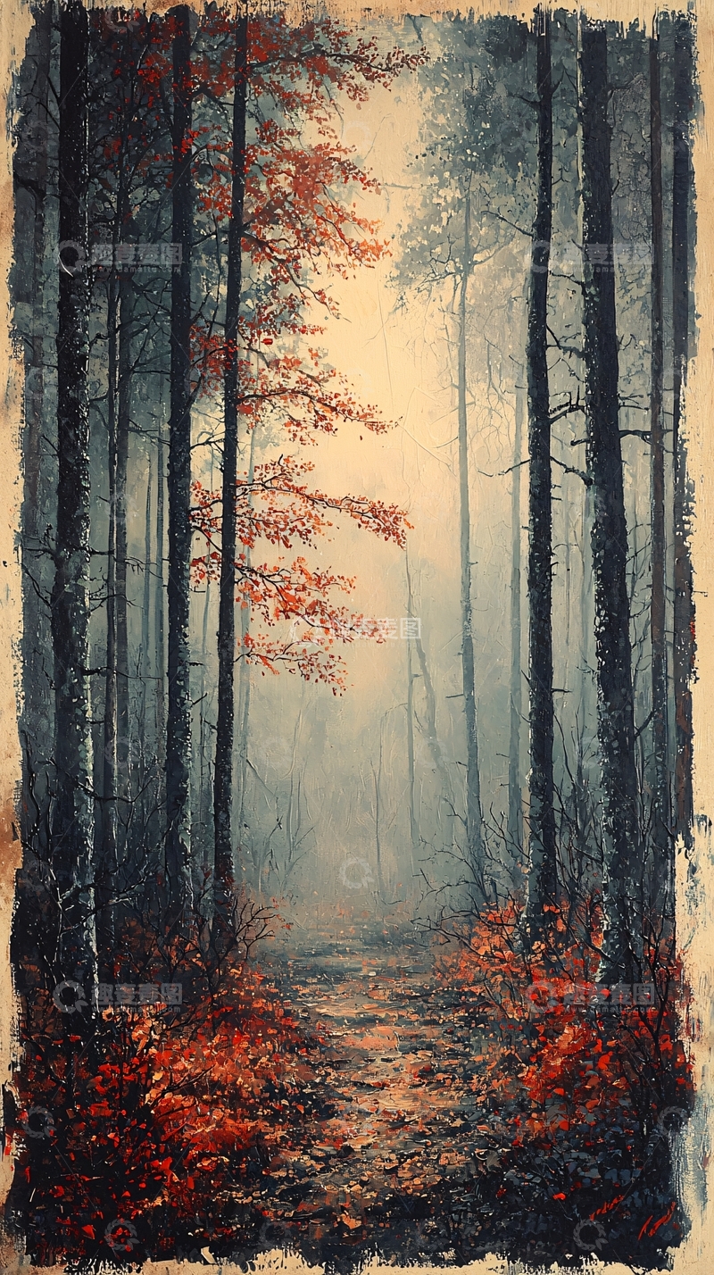 高清大图下载【趣麦麦图】雾气森林小路