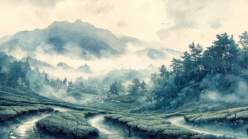 高清大图下载【趣麦麦图】雾气弥漫的山谷风景