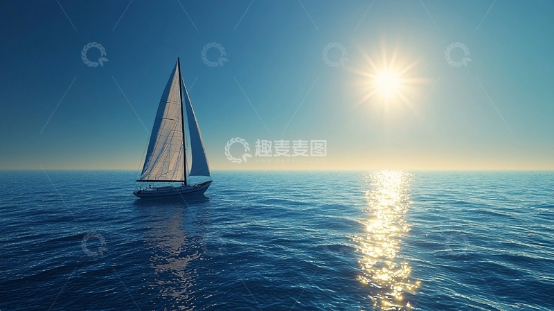 高清大图下载【趣麦麦图】阳光下航行的帆船