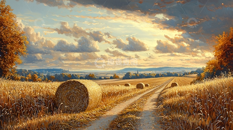 高清大图下载【趣麦麦图】秋收时节田园风光