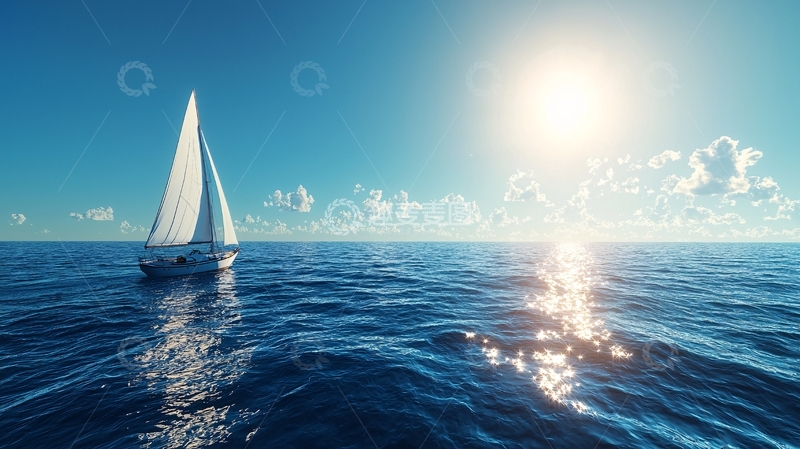 高清大图下载【趣麦麦图】阳光下航行的帆船