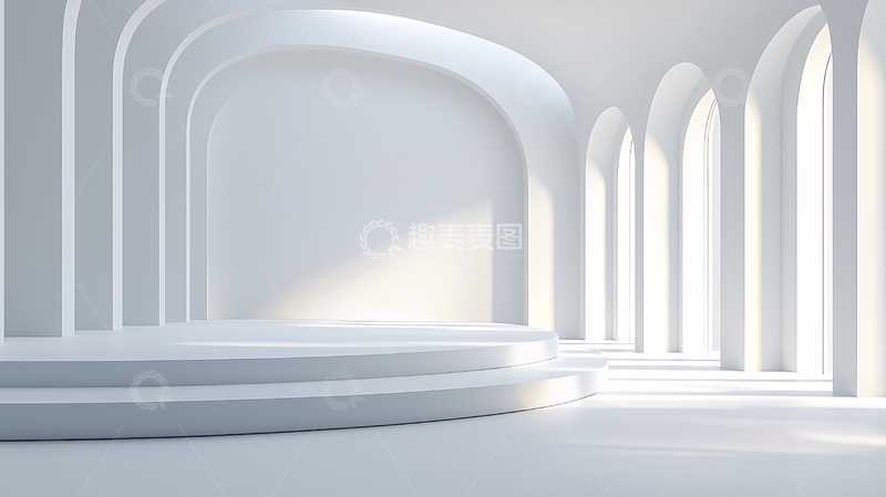 高清大图下载【趣麦麦图】极简白色拱形建筑空间