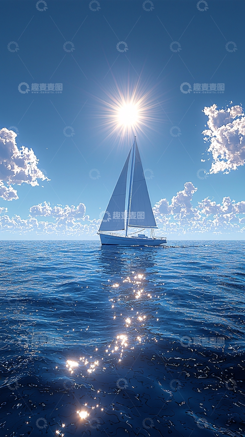 高清大图下载【趣麦麦图】阳光下的帆船