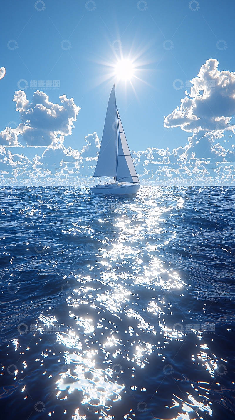 高清大图下载【趣麦麦图】阳光下的帆船