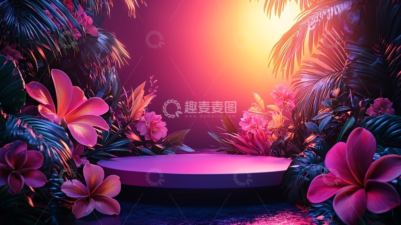 高清大图下载【趣麦麦图】热带植物花卉展示台