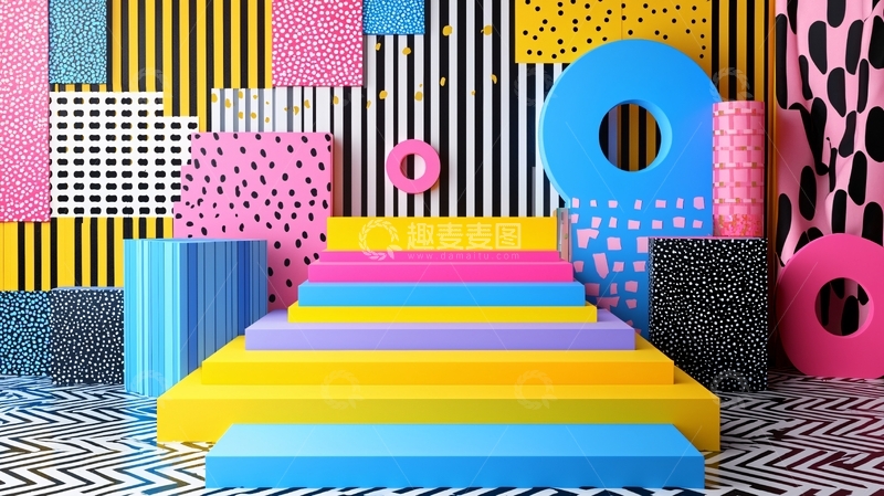 高清大图下载【趣麦麦图】彩色几何形状背景