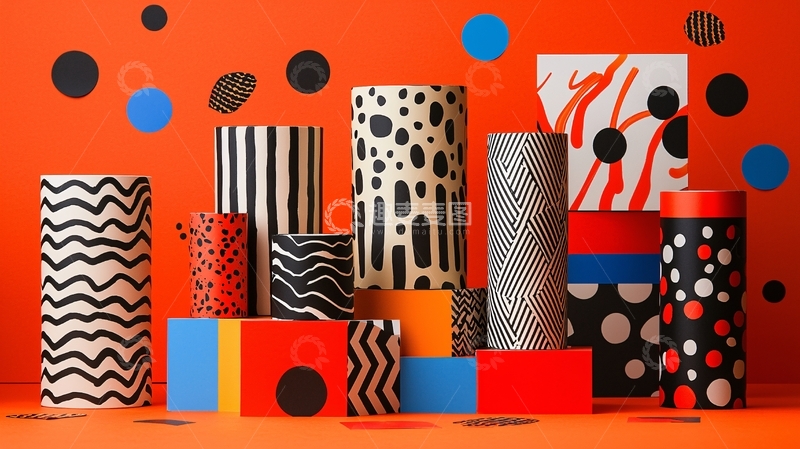 高清大图下载【趣麦麦图】橙色背景几何图案