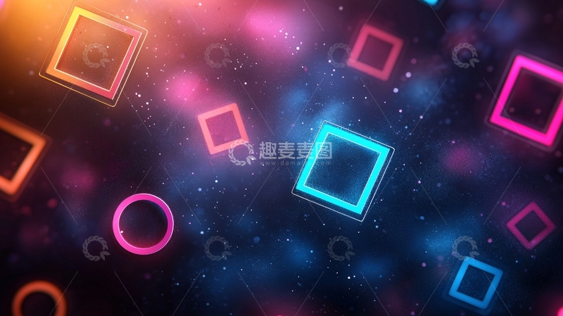 高清大图下载【趣麦麦图】霓虹灯几何图形背景