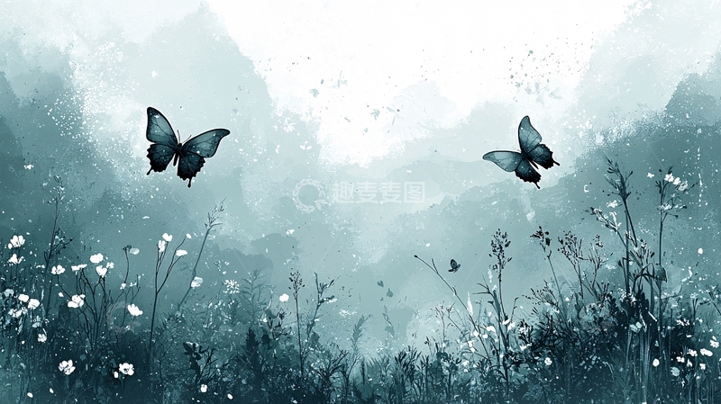 高清大图下载【趣麦麦图】水墨画风格蝴蝶