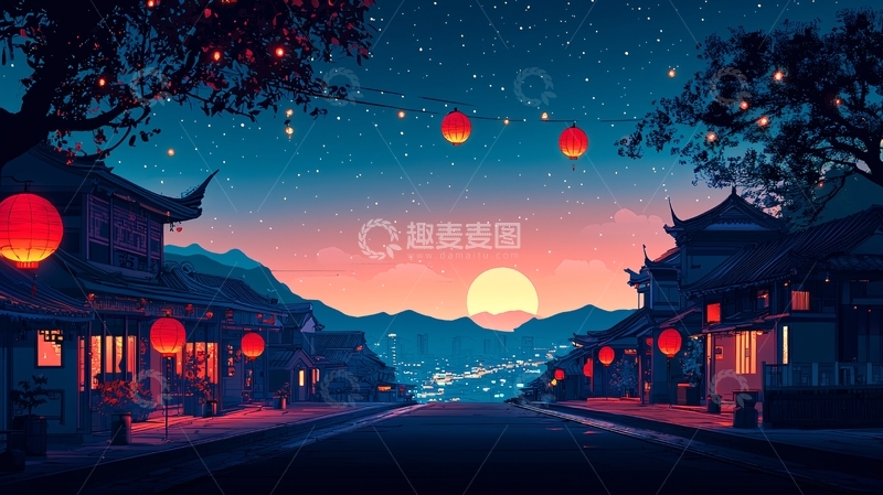 高清大图下载【趣麦麦图】唯美古风夜景