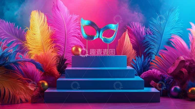 高清大图下载【趣麦麦图】彩色羽毛面具舞台