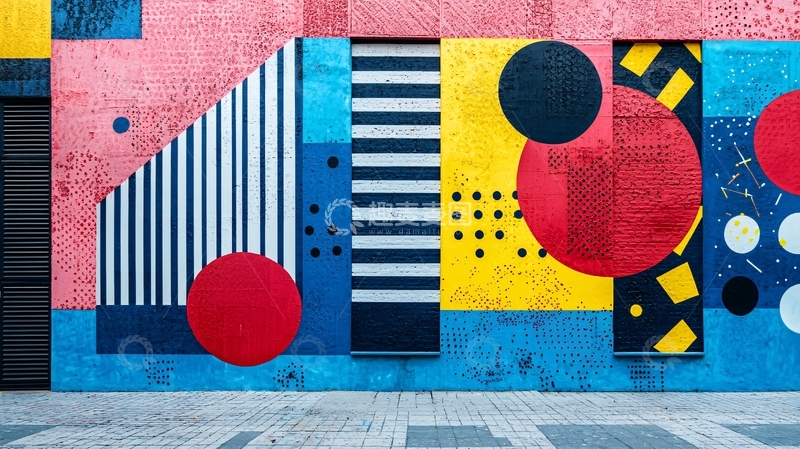 高清大图下载【趣麦麦图】抽象几何涂鸦墙