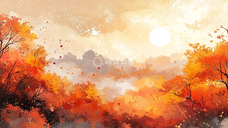 高清大图下载【趣麦麦图】秋日暖阳下的枫叶山林