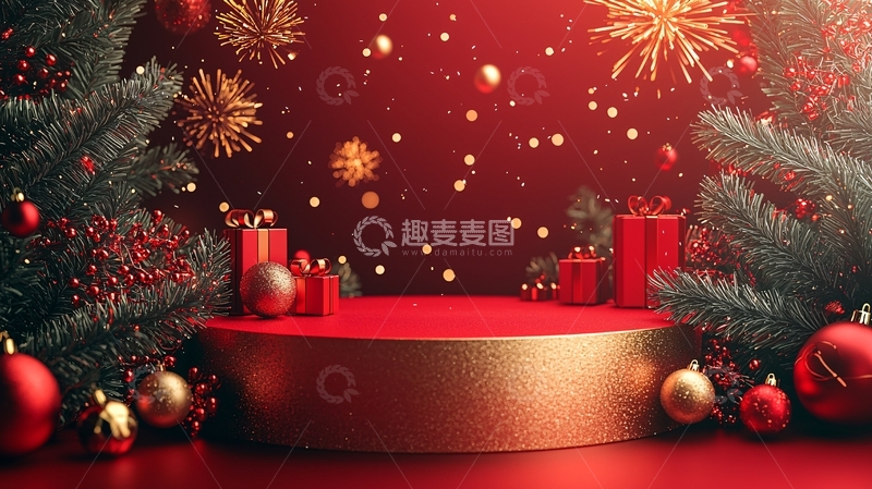 高清大图下载【趣麦麦图】红色圣诞节背景