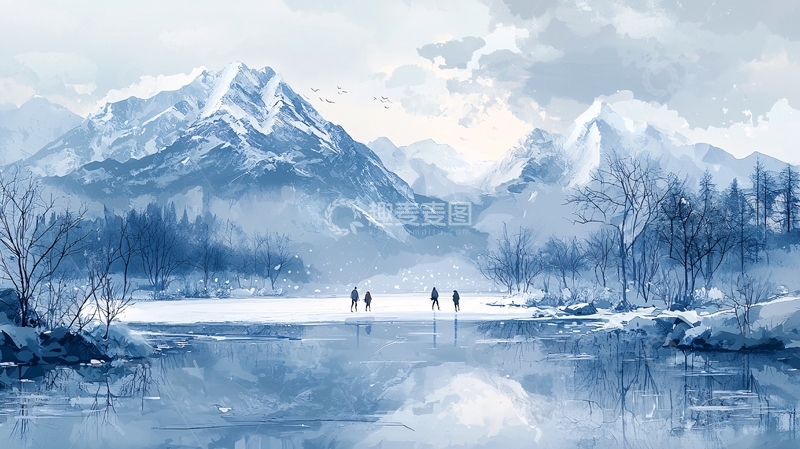 高清大图下载【趣麦麦图】冰雪湖泊山脉风景