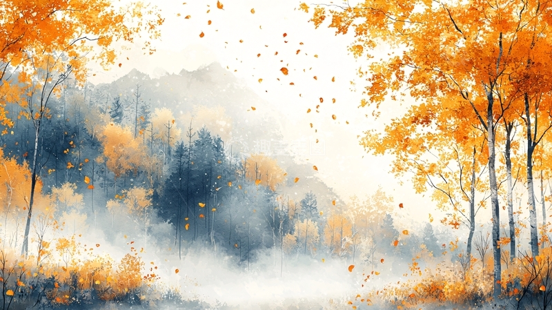 高清大图下载【趣麦麦图】秋季落叶森林