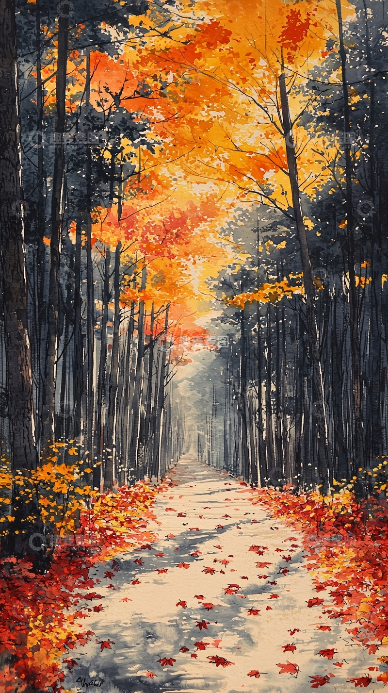 高清大图下载【趣麦麦图】秋日森林小路