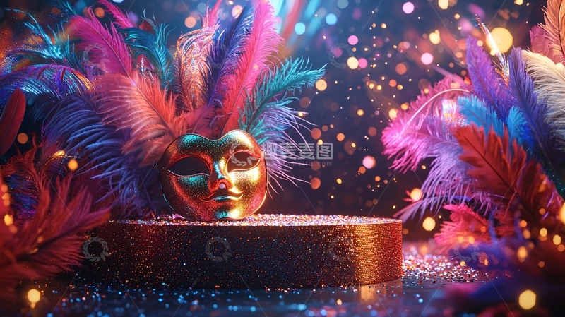 高清大图下载【趣麦麦图】彩色羽毛面具