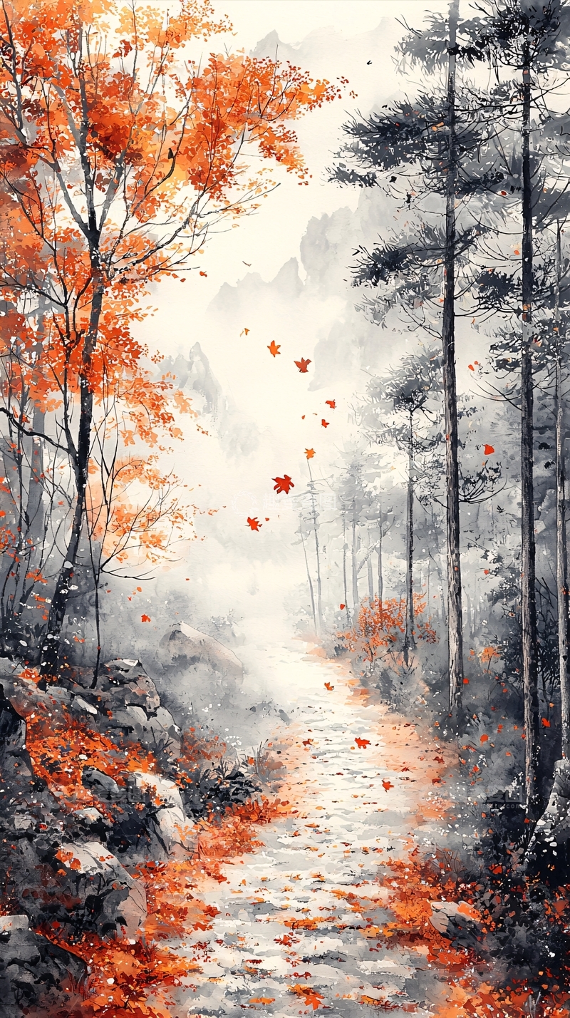 高清大图下载【趣麦麦图】秋日山路