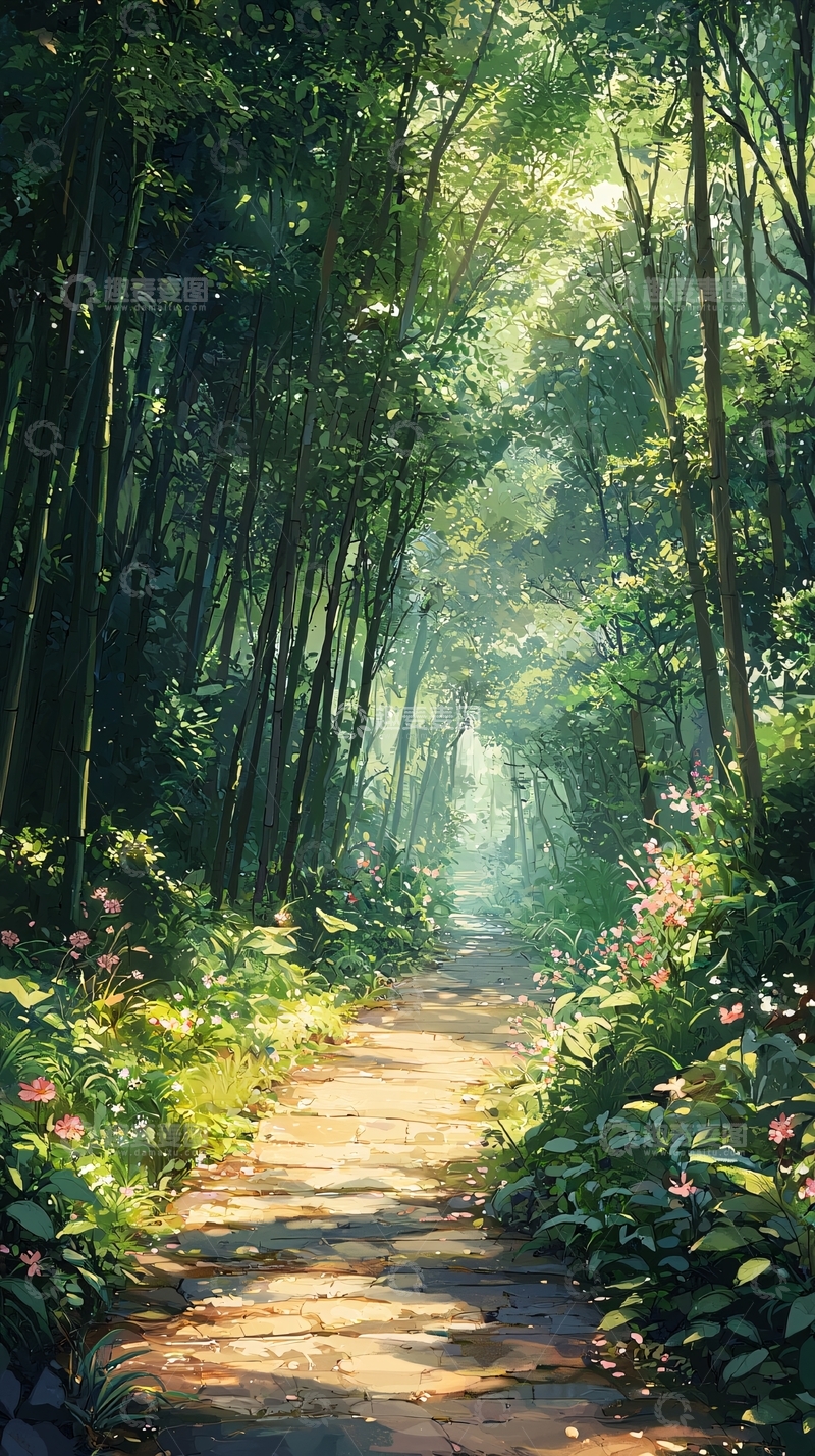 高清大图下载【趣麦麦图】阳光森林小路