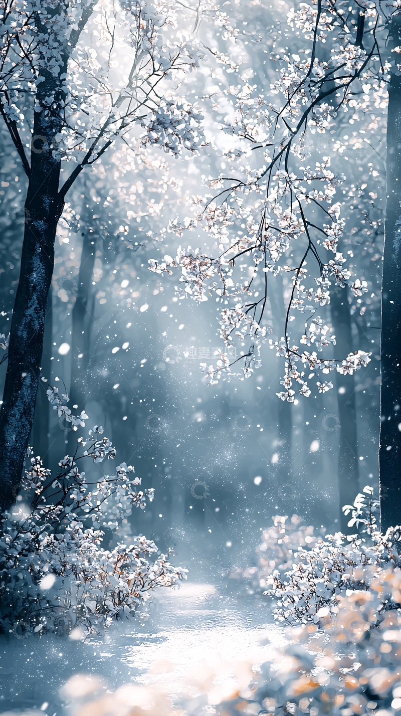 高清大图下载【趣麦麦图】冬日雪景森林小路