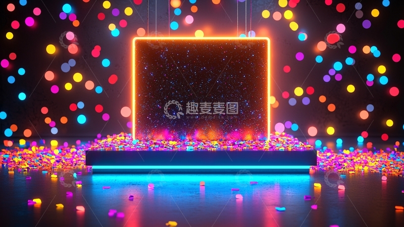 高清大图下载【趣麦麦图】炫彩霓虹灯方块舞台