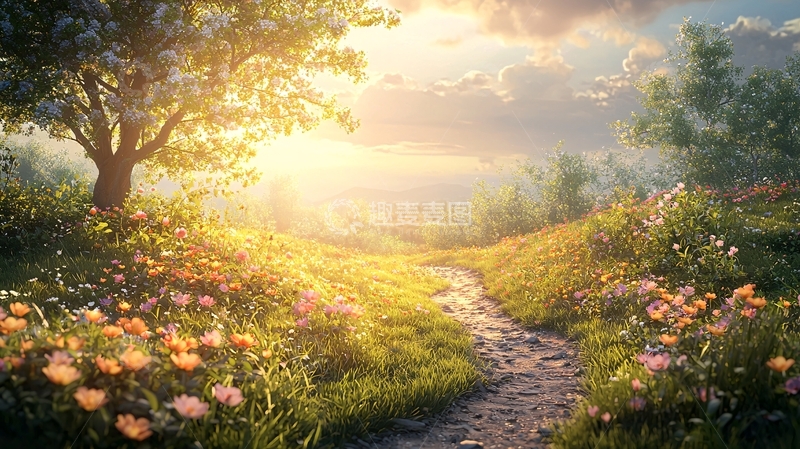 高清大图下载【趣麦麦图】阳光下的田园小路