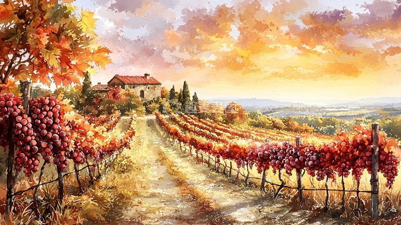 高清大图下载【趣麦麦图】秋日葡萄园乡间别墅