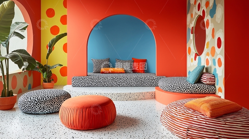 高清大图下载【趣麦麦图】波普艺术风格休闲区