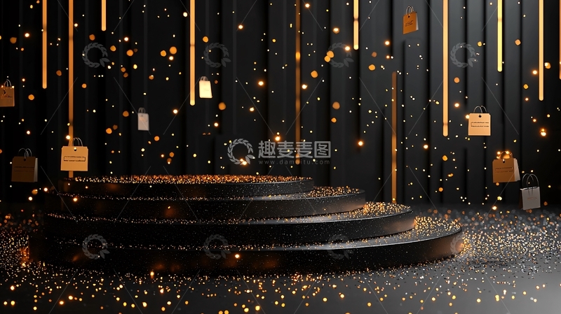 高清大图下载【趣麦麦图】黑色金色圆形舞台