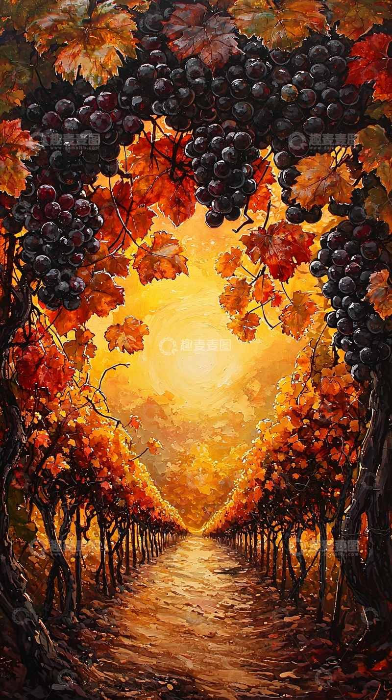 高清大图下载【趣麦麦图】秋日葡萄园小路