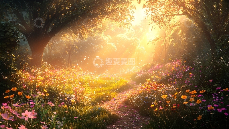 高清大图下载【趣麦麦图】阳光森林小路