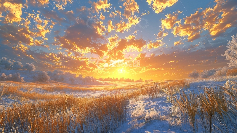 高清大图下载【趣麦麦图】冬日暖阳下的雪景