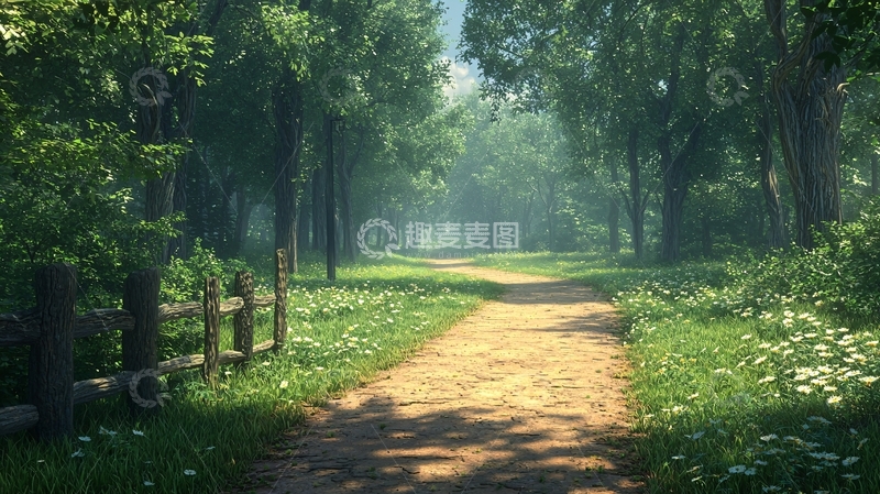 高清大图下载【趣麦麦图】阳光森林小路
