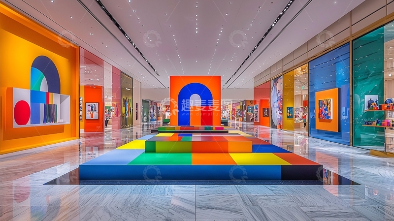 高清大图下载【趣麦麦图】彩色几何艺术长廊