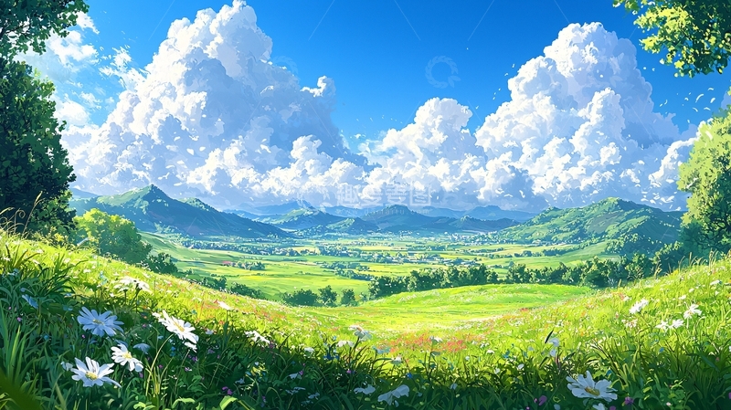 高清大图下载【趣麦麦图】阳光明媚的田园风光