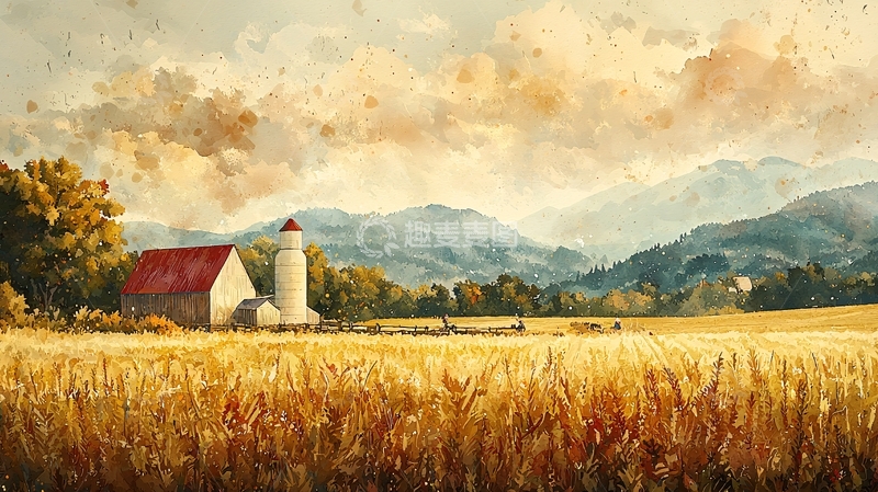 高清大图下载【趣麦麦图】油画乡村风景