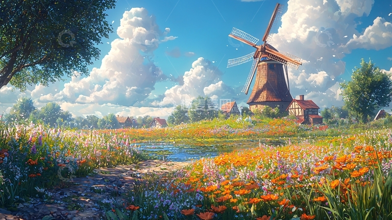 高清大图下载【趣麦麦图】阳光明媚下的田园风光