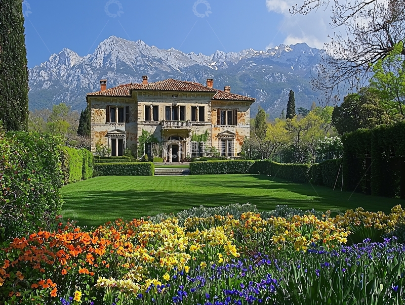 高清大图下载【趣麦麦图】山景别墅花园