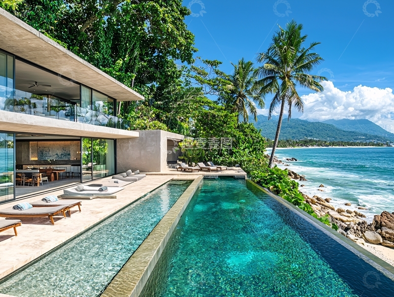 高清大图下载【趣麦麦图】海边现代别墅