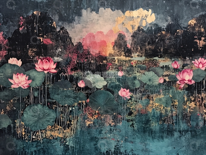 高清大图下载【趣麦麦图】水墨荷花