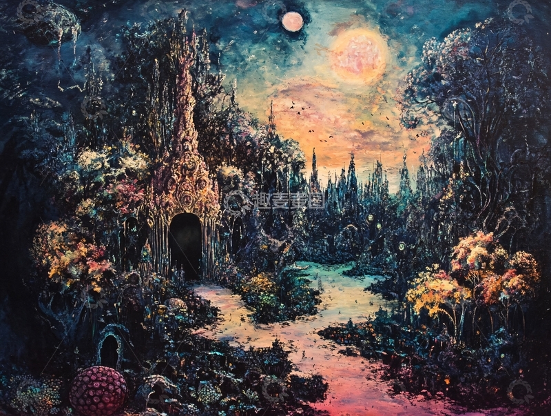 高清大图下载【趣麦麦图】奇幻森林夜色