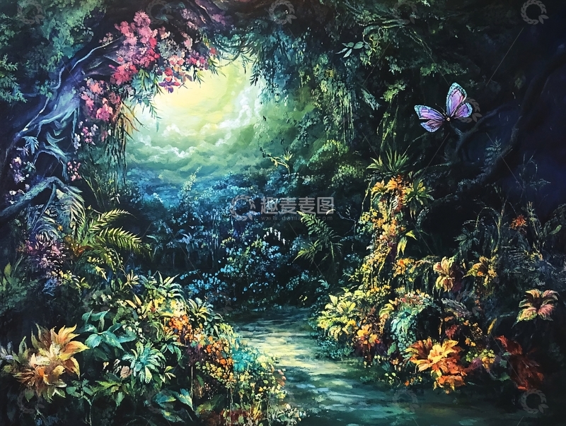 高清大图下载【趣麦麦图】神秘丛林深处光影