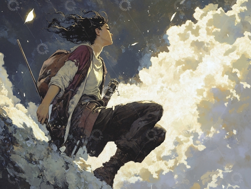 高清大图下载【趣麦麦图】女孩仰望天空