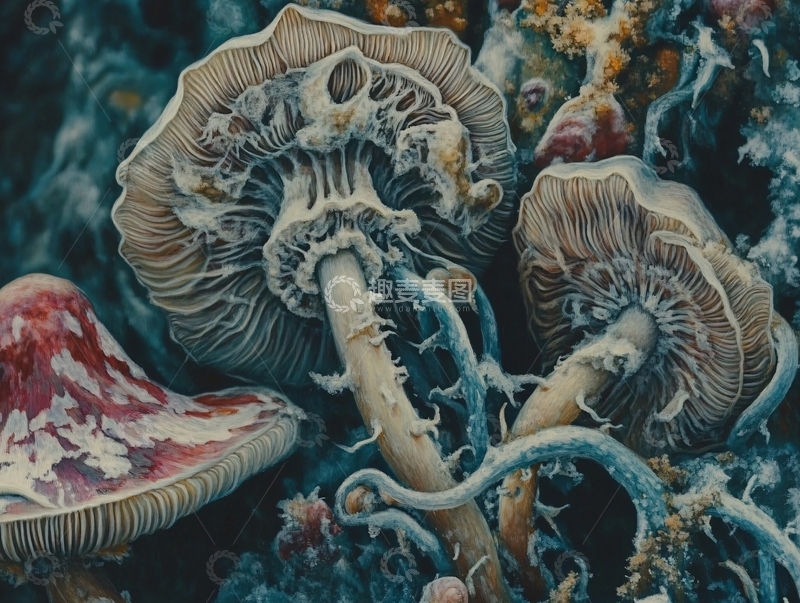 高清大图下载【趣麦麦图】奇幻风格蘑菇群落