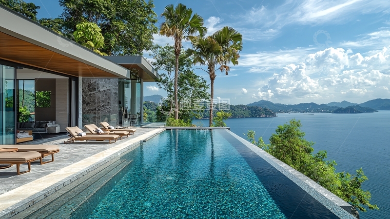 高清大图下载【趣麦麦图】海景别墅泳池