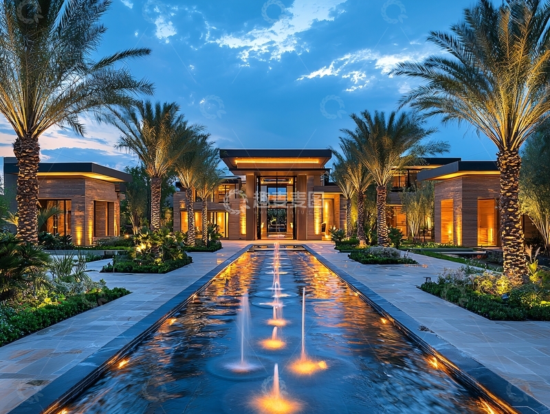 高清大图下载【趣麦麦图】奢华别墅夜景