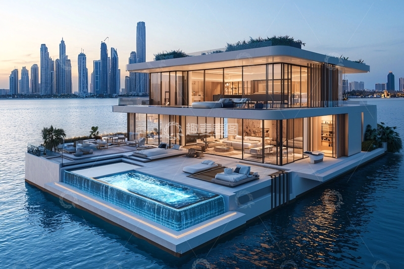 高清大图下载【趣麦麦图】现代水上豪宅