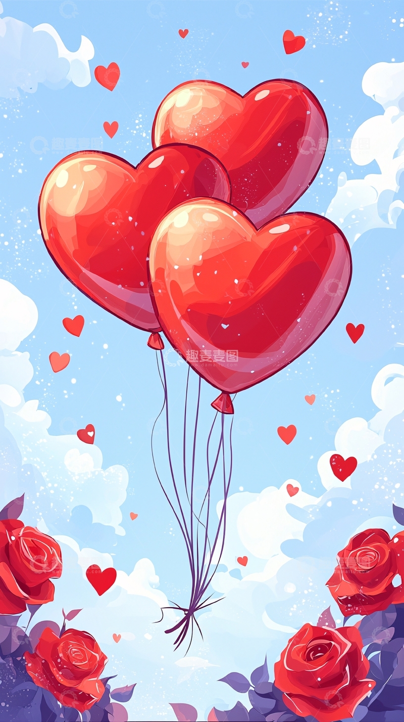 高清大图下载【趣麦麦图】爱心气球