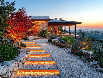 夕阳下的现代简约别墅